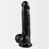 Curved Realistic Dildo with Balls and Suction Cup Black