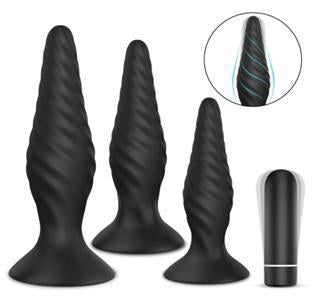 Anal plug kit 3 sizes with bullet vibrator in the UAE