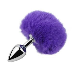 Pom-Pom Fur Tail Metal Anal Plug - Small