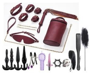 20-Piece BDSM Beginner's Bondage Set - Wine Red