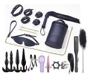 20-Piece BDSM Beginner's Bondage Set - Dark Blue