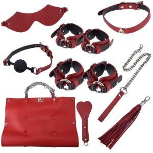 PU Leather BDSM Bondage Full Set - Red