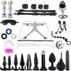 27-Piece BDSM Beginner's Bondage Set with Leather Whip