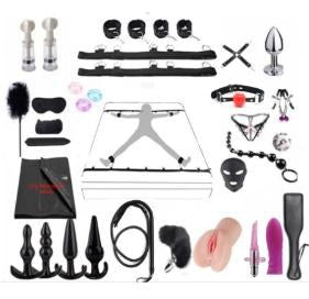 27-Piece BDSM Beginner's Bondage Set with Leather Whip (V2)