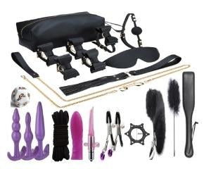 23-Piece BDSM Beginner's Bondage Set - Black