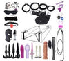 25-Piece BDSM Beginner's Bondage Set with Leather Whip - Black