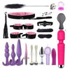 23-Piece BDSM Beginner's Bondage Set with Vibrator - Pink & Purple