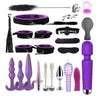 23-Piece BDSM Beginner's Bondage Set with Vibrator - Purple