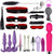23-Piece BDSM Beginner's Bondage Set with Vibrator - Red & Purple