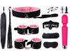 14-Piece BDSM Beginner's Bondage Set with Vibrator - Pink