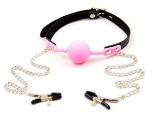 Ball Gag with Nipple Clamps