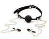 Locking Ball Gag with Nipple Clamps