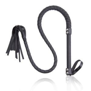 Leather Tassel Tuning Whip - Black & Red, 85cm