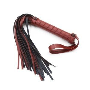 Leather Woven Whip with Wood Handle, 64cm