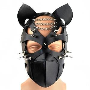 Adjustable Cosplay Fetish Mask - PU & Metal, Compact