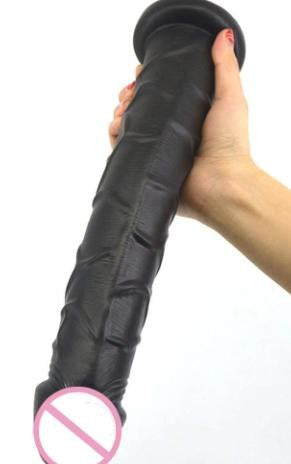 Longer Big Dildo 34cm - Black Medical PVC