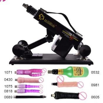 Sex Machine Set with 8pcs Toys - Black