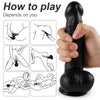 Curved Realistic Dildo with Balls and Suction Cup Black