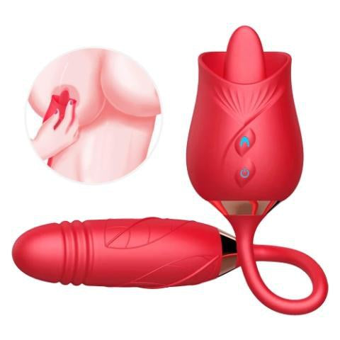 Rose licking vibrator with thrusting egg in the UAE