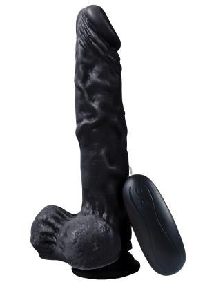 Victory Hero Vibrating Dildo 22.5cm - Black PVC 20 Frequency