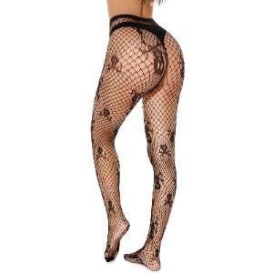 Skeleton Print Fishnet Tights