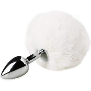 Pom-Pom Fur Tail Metal Anal Plug - Small