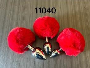 Pom-Pom Fur Tail Metal Anal Plug - Large