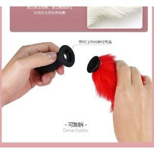 Vibrating Fox Tail Anal Plug - Black