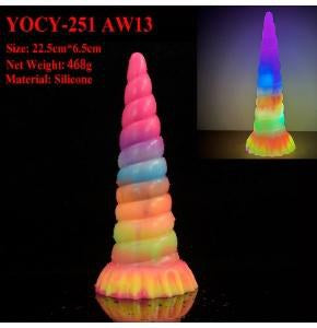 Western Mythical Beast Unicorn Liquid Silicone Dildo - Glow in the Dark