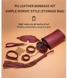 20-Piece BDSM Beginner's Bondage Set - Wine Red
