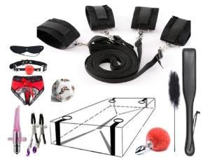 10-Piece BDSM Beginner's Bondage Set - Black