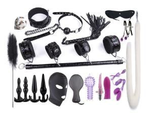 21-Piece BDSM Beginner's Bondage Set - Black