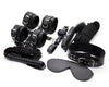 13-Piece Bondage Restraint Full Set with Hogtie, Whip & Nipple Clamps