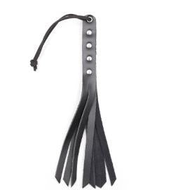 Leather Tassel Whip - Black, 27cm