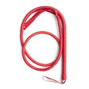 Leather Snake Whip - Red, 190cm