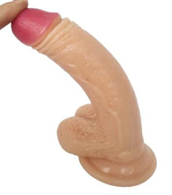 Dildo with Balls and Suction Cup 18cm - Flesh