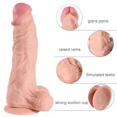 Large Leilong Dildo 32cm with Balls and Suction Cup - Flesh
