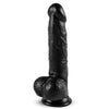 Curved Realistic Dildo with Balls and Suction Cup Black