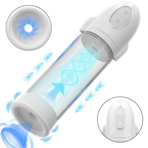 Goblet of Fire electric penis pump in Dubai with vibration and suction, white