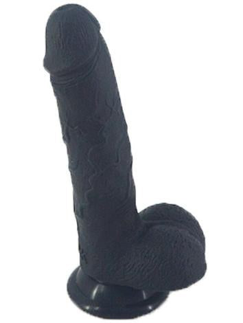 Soft Dildo 19cm - Black Medical Double Layer Silicone
