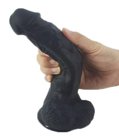 Soft Dildo 20cm - Black Harness Compatible Silicone
