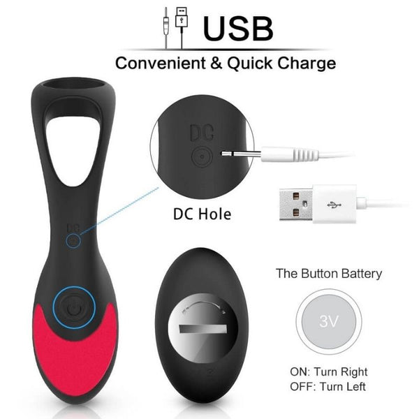 جهاز تدليك البروستاتا بجهاز تحكم عن بعد مع حلقة اهتزازية للقضيب